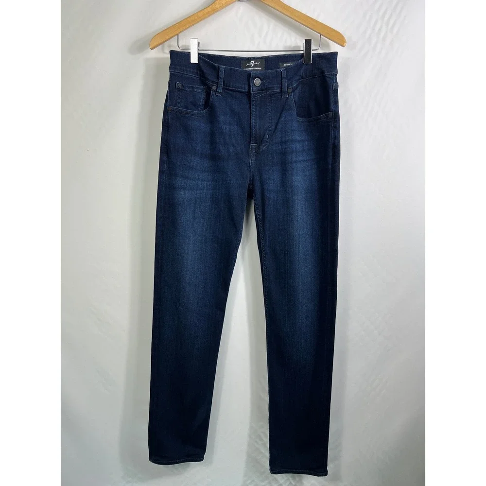 7 For All Mankind‎ Slimmy Tapered Luxe Performance Plus Jeans 32 Clean Deep Blue